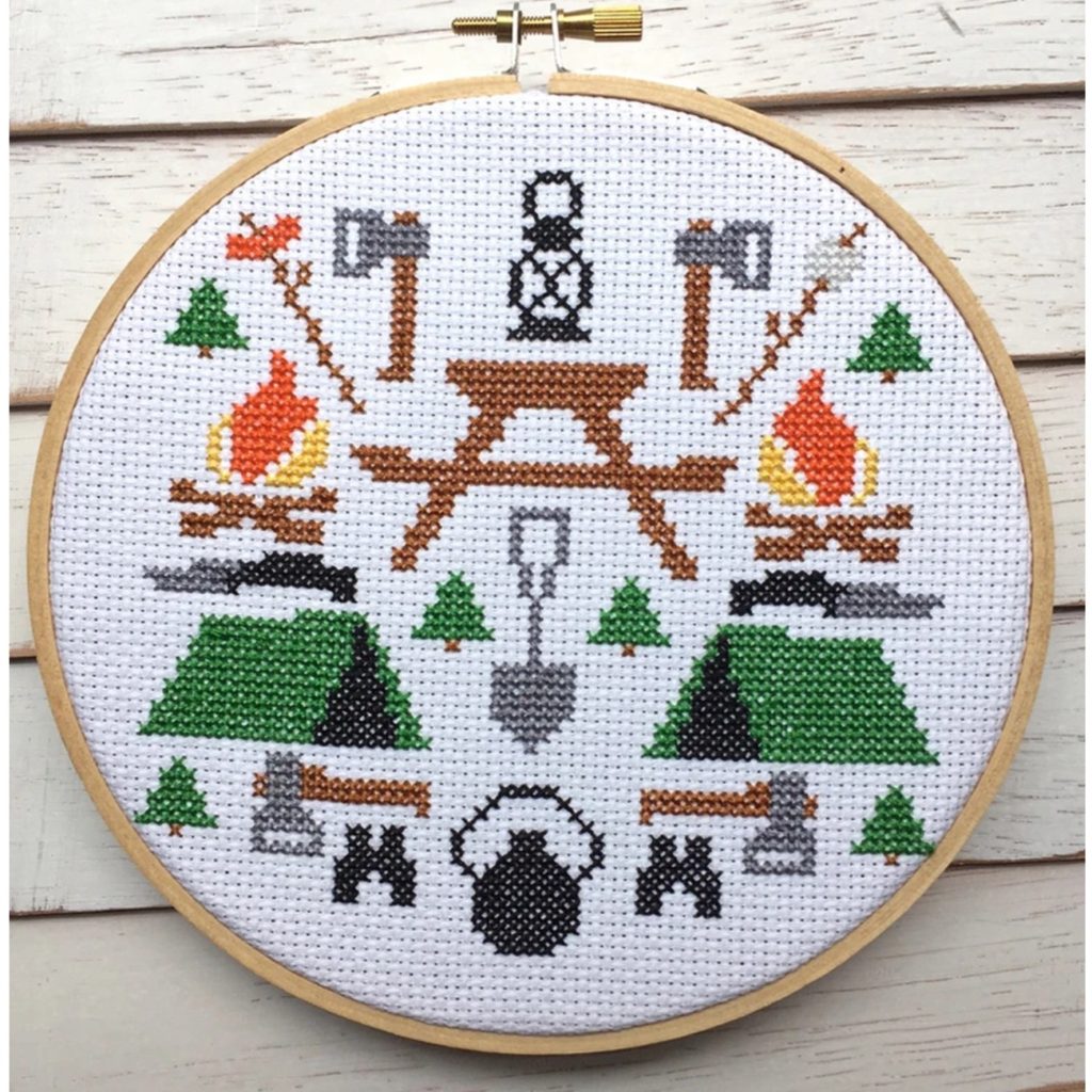 Camping Sampler Cross Stitch Kit Geppetto's Toy Box