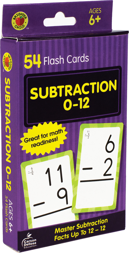 Subtraction 0 To 12 Flash Cards, Grades 1 - 3