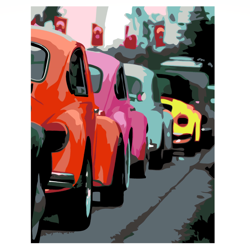 Paint by Numbers Kit Bright Retro Cars Geppetto's Toy Box