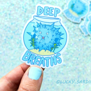 Pufferfish Deep Breaths Vinyl Sticker