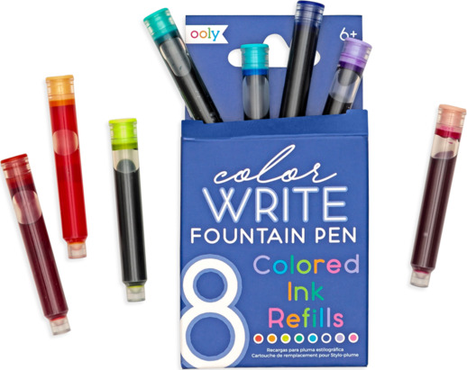 Color Write Fountain Pens Colored Ink Refills Set Of 8